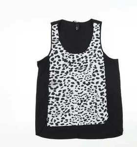 H&M Womens Black Animal Polyester Blend Camisole Tank Size 12 - Picture 1 of 12