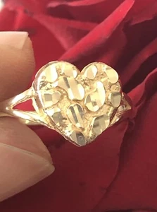 14KT YELLOW GOLD HEART NUGGETS RING SIZE 7.25 WEIGHT 1.2g FINE JEWELRY - Picture 1 of 21