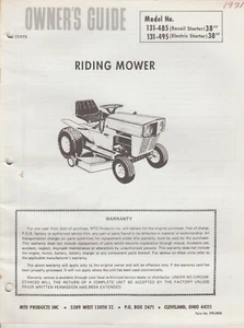 MTD 131 - 485 Recoil Start 131 - 495 Electric Starter Riding Mower Owner's Guide - Picture 1 of 2