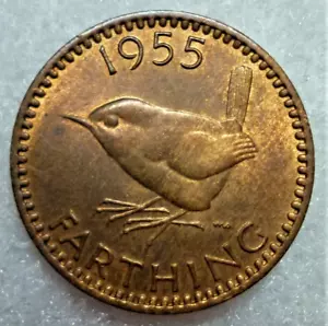 UK Farthing Coin, Queen Elizabeth II, 1955 Issue in UNC Condition, for (1) Only - Picture 1 of 4