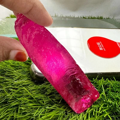 LAB CREATED 74.54 GRAM EXCELLENT RUBY #3 ROUGH CORUNDUM (Half Boule) GEMSTONE - Image 1 of 3