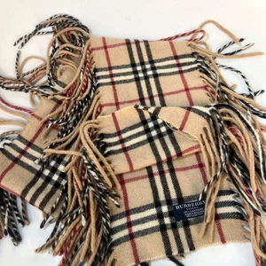 BURBERRY Nova Check Fransen Schal Größe 7”x54” 100 % Kaschmir Hergestellt in England - Bild 1 von 8