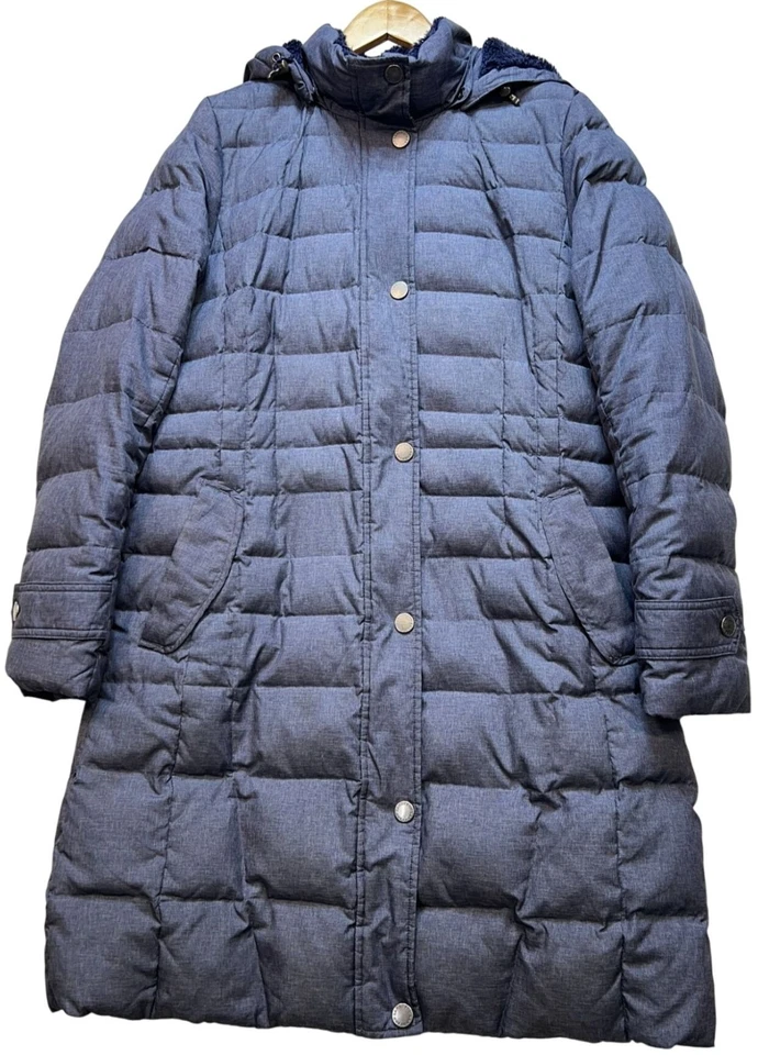 Lands End Womens Down Feather Long Hooded Coat Long Sleeve Size S 6-8 Navy Blue - Image 1 of 4