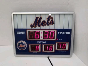 New York Mets 13" Lighted LED Scoreboard Clock Wall Mount Tabs WORKS - Picture 1 of 5