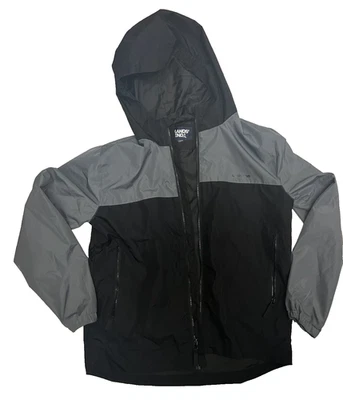 Lands’ End Hooded Jacket Black/Grey Zip Up - See Measurements for Size - Image 1 of 4