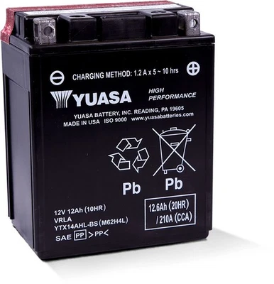 Yuasa Maintenance Free YTX14AHLBS 12 Volt Battery For Suzuki GS850GL 1979-1983 - Image 1 of 3