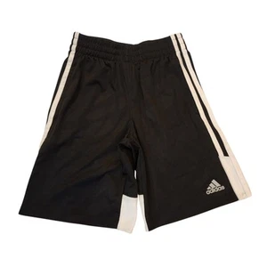 Adidas Boys Athletic Basketball Shorts Size S 8 Black White Stripe Pockets - Picture 1 of 10
