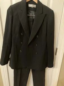 Tahari Arthur S. Levine Womens 4 Navy Blue Jacket 2 PC Pant Suit Blazer Career - Picture 1 of 13