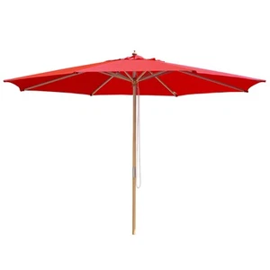 Aplus 13FT Large Wood Outdoor Patio Umbrella for Table Beach Yard Pool Red - Picture 1 of 9