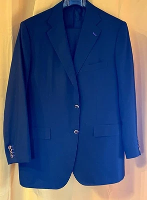 KITON 46R 100% Wool Black 3-Button Suit 42x31 Pants w/Custom Buttons/ Embroidery - Image 1 of 4