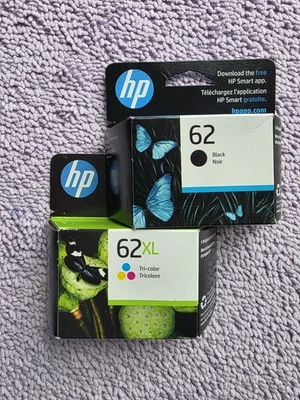 HP 62XL Black & 62 Tri Color Combo Pack Ink Cartridges Exp  2027 - Image 1 of 2