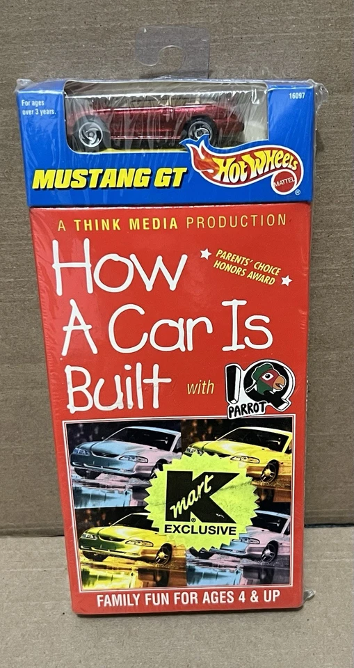 1995 Hot Wheels VHS "How a Car is Built" Red Glitter Mustang GT  KMART Exclusive - Image 1 of 4