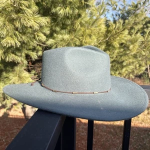 Macchia Di Ruggine Wolle Panamahut Wildleder Bindeband grau blau größenverstellbar - Bild 1 von 8