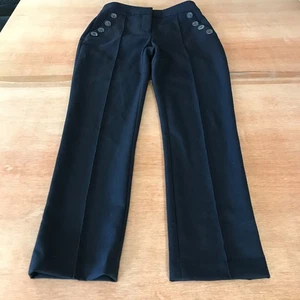 Veronica Beard Dress Pants Women 2 Black High Rise Pleated Button Accent Pocket - Picture 1 of 12