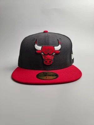 New Era Chicago Bulls 59 fifty fitted hat cap black red - Image 1 of 4