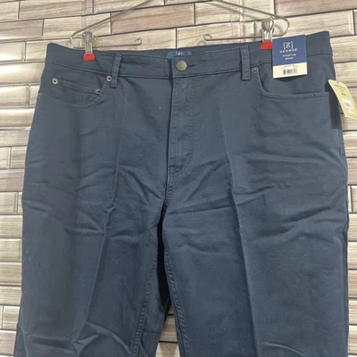 Мужские брюки George 38x30 премиум саржа прямые штанины эластичные синие бухты новые с ценниками - Изображение 1 из 4