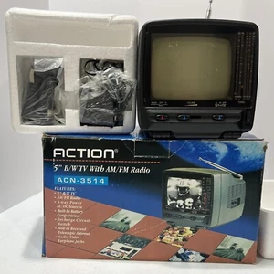 ACTION ACN-3514 Portable Black & White TV Television With AM/FM Radio OG PKG - Picture 1 of 4