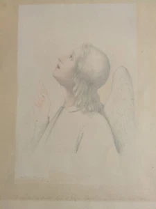 dessin XIXème ANTONIO MARINI VISAGE D'ANGE - Picture 1 of 9