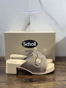 Scholl Iconic Zoccolo Donna Suede Beige Casual Clogs 40 - Foto 1 di 6