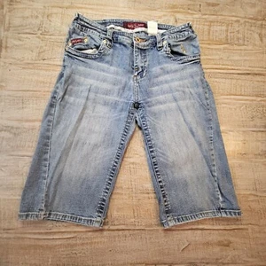 Baby Phat Juniors Size 9 Stretch Denim Blue Jean Shorts Stretch Distressed - Picture 1 of 10