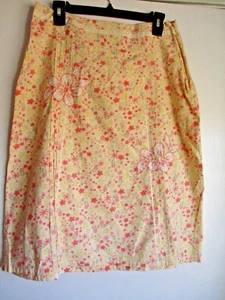 April Cornell midi skirt L summer yellow floral Embroidery vintage cottage-core - Picture 1 of 5