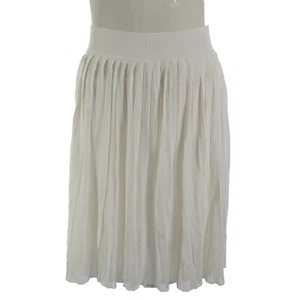 Pringle Of Scotland Skirt Pleated Knit Pointelle White Flared size M BNWT - Picture 1 of 16