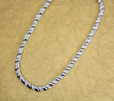 Серебро и кристалл ожерелье с полированный и кристалл чередующиеся звенья новый - Изображение 1 из 4