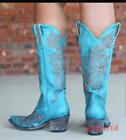 Women's Cowboy Western Shoes Embroidery Floral Knee High Boots Riding Boots