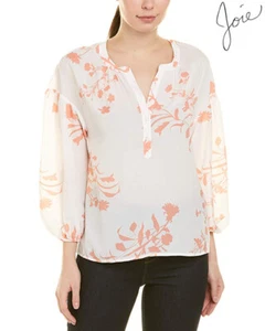JOIE NWT $278 EILGA FLORAL PRINT PORCELAIN BLOUSE. SZ L - Picture 1 of 9