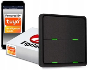 Mando a distancia interruptor de pared 12 escenas 4 botones ZigBee Tuya negro - Imagen 1 de 10
