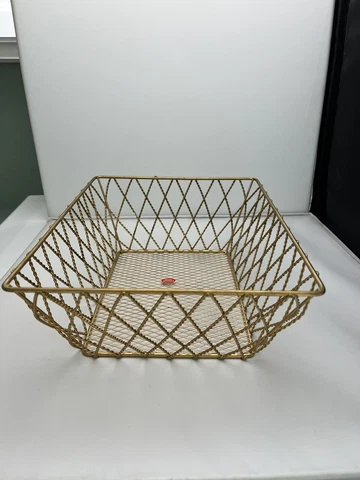 Rectangular Gold Wire Mesh Basket 10.5 in x 8" Cover