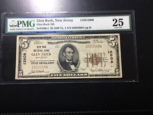 National Bank Note Glen Rock New Jersey PMG 25
