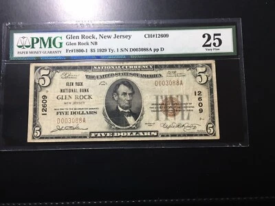 National Bank Note Glen Rock New Jersey PMG 25 - Image 1 of 3