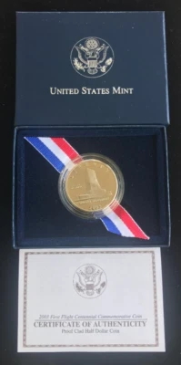 2003 FIRST FLIGHT CENTENNIAL PROOF CLAD HALF DOLLAR ~ U.S. MINT ORIG. BOX & COA - Image 1 of 4