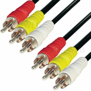 Cable de audio video Cinch 3 compartimentos cable de conexión 3 conectores AV RCA a elegir - Imagen 1 de 1