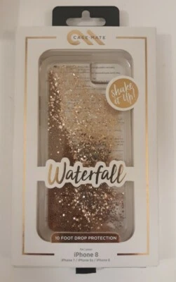 Funda Case-Mate Transparente Water Fall Oro Brillo Para iPhone 8, 7, 6s, 6 NUEVA Foto 1 de 2
