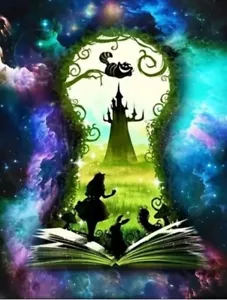 5D Diamond Painting Kit - 20X30cm Girl with Animals Looking through Keyhole - Picture 1 of 4