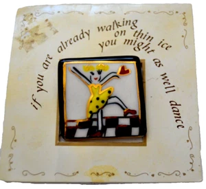 Pin Brooch K.B Design Walking on Thin Ice DANCE Porcelain NOC Vintage 90's USA - Picture 1 of 4