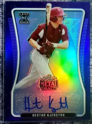 2020 Leaf Metal Draft PURPLE Refractor On Card AUTO HESTON KJERSTAD RC 14/25  - Image 1 of 2