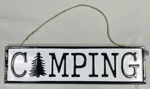 Camping  ~ 20" x 5 1/2" Embossed Metal Sign ~ Outdoors Backyard Decor Hiking - Picture 1 of 4