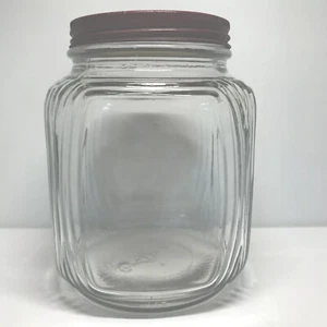 Owens Illinois Ribbed Glass Jar Hoosier Canister Cookie Depression 1930's - Picture 1 of 11