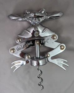 Der springende Frosch Chrom Akkordeon Korkenzieher Weinflaschenöffner zum Patent angemeldet - Bild 1 von 10