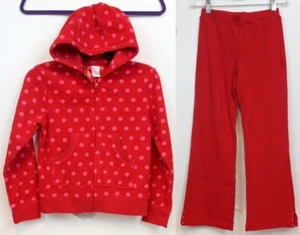 2008 Cupcake Cutie 2pc Fleece Hoodie Pants sz 7 Red Polka Dot Long Sleeve Winter - Picture 1 of 12