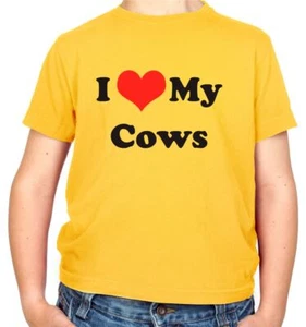 I Love My Cows - Kids T-Shirt - Cow Farm Farmer Animal Pet Cattle Bull - Picture 1 of 12