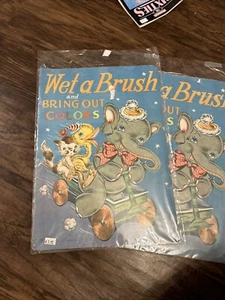 Vintage 1946 Saalfield Wet A Brush and Bring Out Colors Coloring Book 11" X 15" - Picture 1 of 7