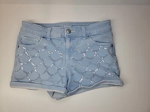  Girl’s Cat & Jack Super Stretch Midi Jean Shorts Light Wash Size L 10/12 - Picture 1 of 3