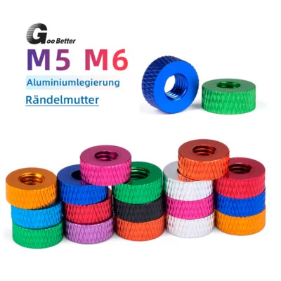 Rändelmutter M5 M6 Flach Aluminium Rändelmuttern Rundmutter für Kamera Fest - Bild 1 von 4