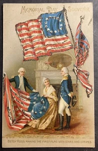 Memorial Day Souvenir Betsy Ross 1st Flag w/Stars and Stripes printed glitter - Picture 1 of 2