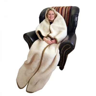 Wolldecke TV Decke aus Merinowolle Beige 160x200 Kuscheldecke Wohndecke - Bild 1 von 2