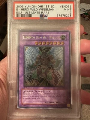 2006 Yu-Gi-Oh! Elemental Hero Wild Wingman Enemy of Justice EOJ 1st Ed UTR PSA 9 - Image 1 of 2